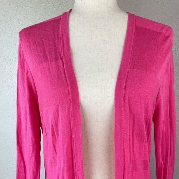 August Silk Pink Open Front Cardigan Sweater Size L EUC - Picture 2 of 6